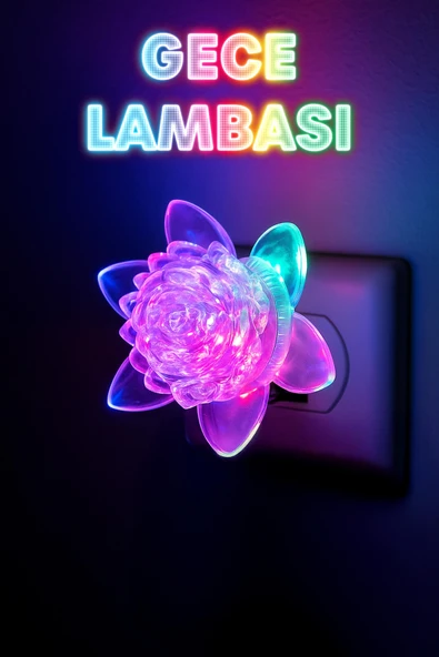 RGB Gece Lambası Çiçek Tip ON/OFF Tuşlu Koridor Hol Işığı Uyuma Işığı Renkli Işık Beyaz GC06 ürün görseli 1