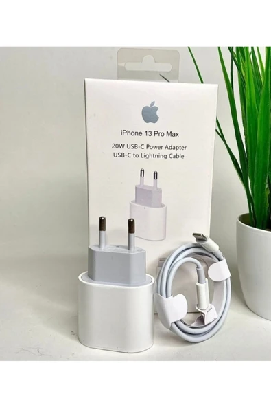 ŞARJ iPhone 11 / 12 / 13 / 14 Düz ve Pro Serilerine Uyumlu Orjinal 20 w Set Kablo + Adaptör Beyaz ürün görseli 1