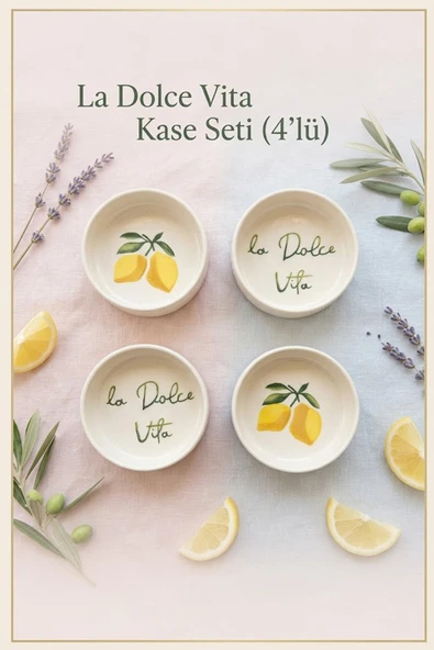 Vita Limon 4 Parça 10 Cm Handmade Seramik Kase Seti Çerezlik Sunumluk Kahvaltılık ürün görseli 1