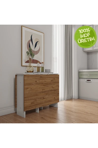 Ankara Orman Ürünleri Pratik Katlanır - Açılır Kapanır Dikdörtgen Mutfak Yemek Çalışma Masası - 145 cm x 90 cm - %100 MDF ürün görseli 1