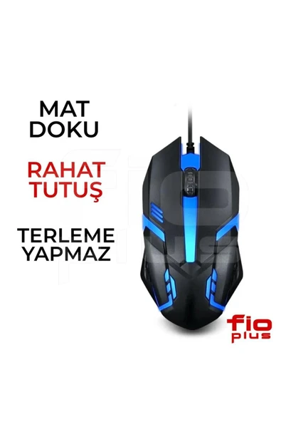 Uzak Store Oyun Mouse Kablolu Usb Optik Oyuncu Mause Ergonomik Led Işıklı Gaming Siyah ürün görseli 1