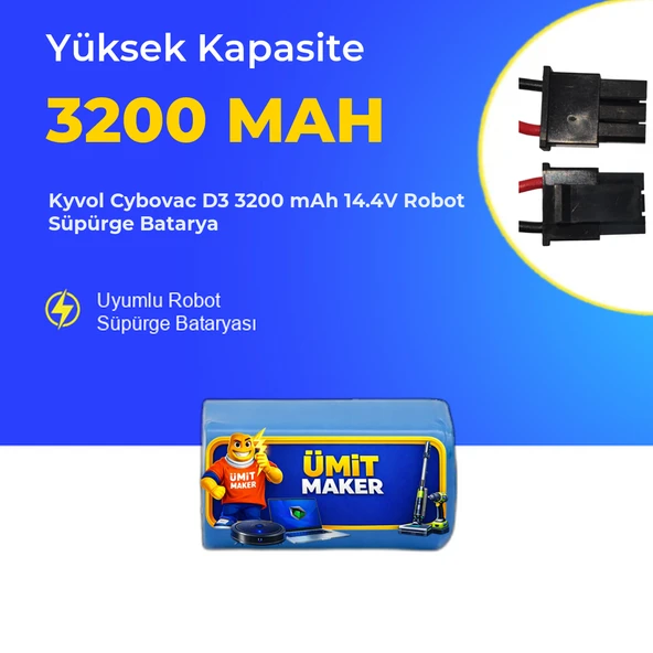 Kyvol Cybovac D3 3200 mAh 14.4V Robot Süpürge Batarya ürün görseli 1