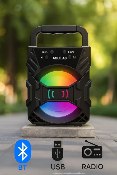 VOLNİX Ags 1903 Fm Radyolu Mini Taşınabilir Müzik Çalar Kutusu Bluetooth'lu Ses Bombası Siyah ürün görseli 1