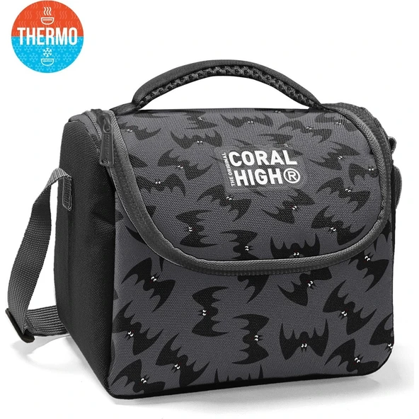 Coral High Kids Gri Siyah Yarasa Desenli Thermo Beslenme Çantası 37144 ürün görseli 1