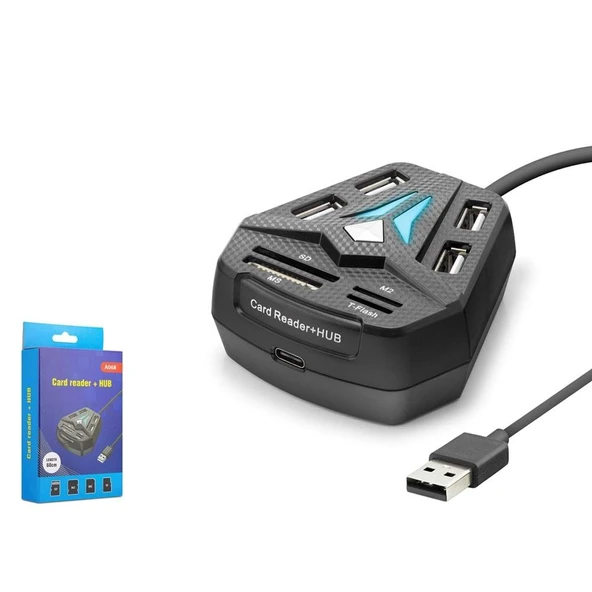 Hadron A068B Usb Combo Hub Kart Okuyucu 8 Port Siyah ürün görseli 1
