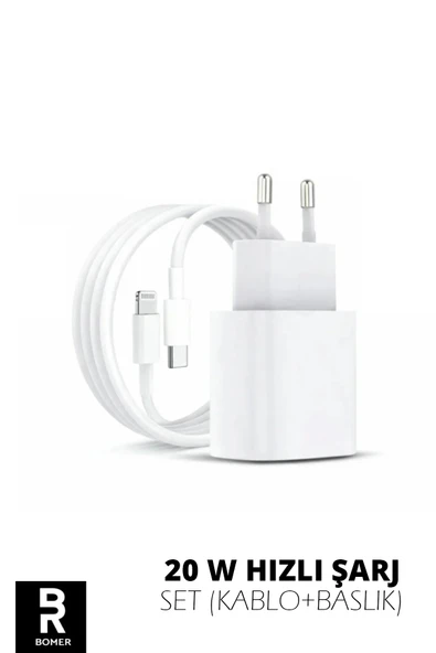 VOLNİX 20W HIZLI ŞARJ ALETİ SETİ IPHONE 11 12 13 PRO PRO MAX 14 PRO PRO MAX UYUMLU ADAPTÖR VE KABLO Beyaz ürün görseli 1