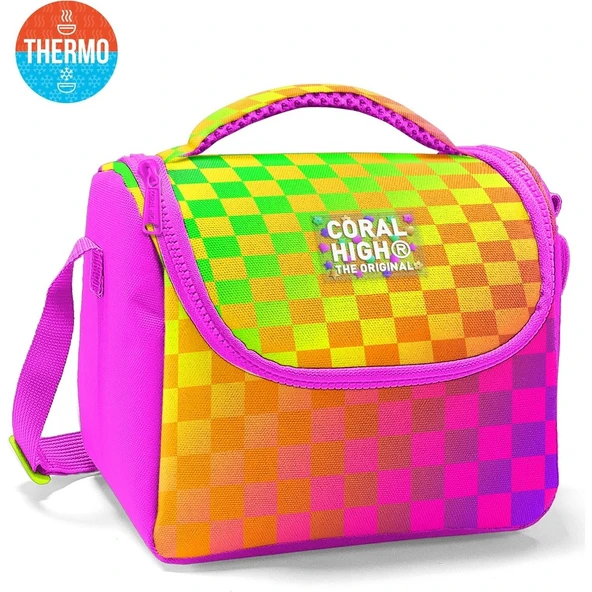 Coral High Kids Renkli Dama Desenli Thermo Beslenme Çantası 37103 ürün görseli 1