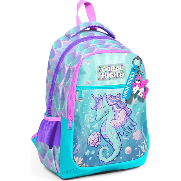 Coral High Kids Unicorn Denizatı Desenli Üç Bölmeli Okul Sırt Çantası 33256 ürün görseli 1