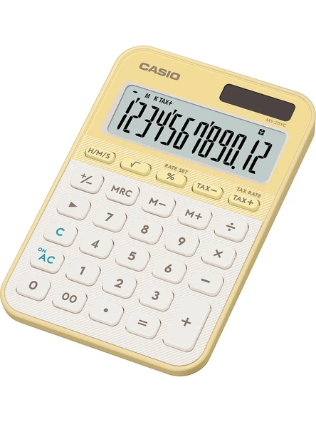 Casio Ms-20Yc-Ly 12 Hane Pastel Sarı Krem Masa Üstü Hesap Makinesi ürün görseli 1