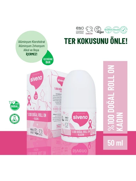 Siveno %100 Doğal 2 Adet 50 ml Kadın Roll-On Deodorant ürün görseli 1