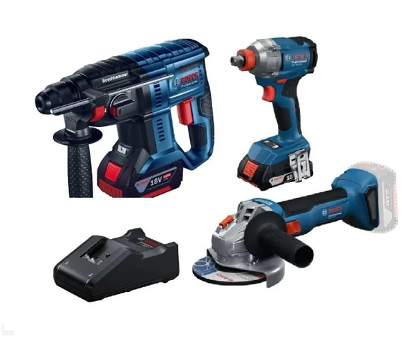 BOSCH GBH 180 Lİ + GDX 18V-285 + GWS 18V-8 + GBA 18v 4.0 Ah Akü x 2 ürün görseli 1