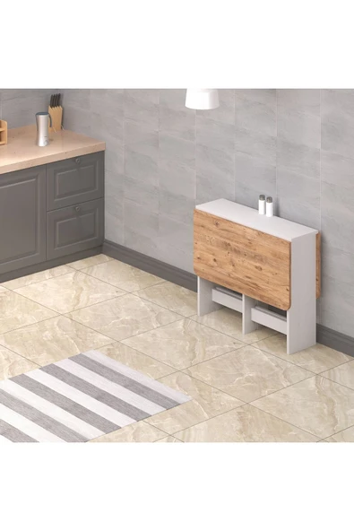 Ankara Orman Ürünleri Pratik Katlanır Oval Köşeli Mutfak Yemek Çalışma Masası - 6 Kişilik - %100 Mdf ürün görseli 1