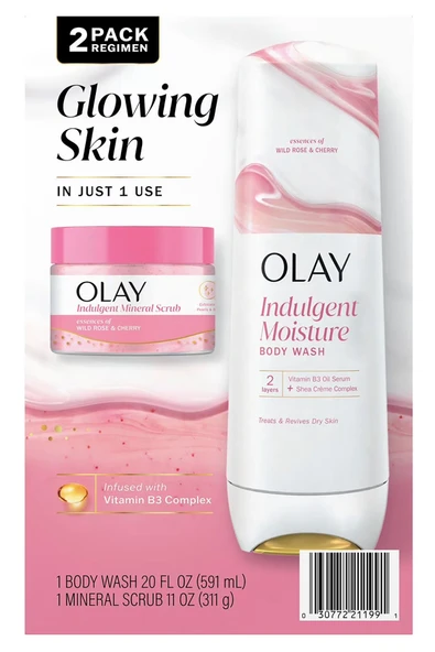 Olay Indulgent Moisture Vücut Peelingi ve Duş Jeli İkili Bakım Seti ürün görseli 1