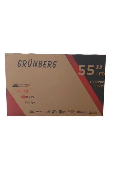 Grünberg GR55200 4K Ultra HD 55" 140 Ekran Uydu Alıcılı Android Smart LED TV ürün görseli 1