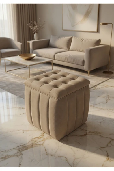Tasarım Yeni Sezon İthal Kumaş Puf 40x40 cm – Ultra Yumuşak, Lüks Dokulu, Premium Kalite ürün görseli 1