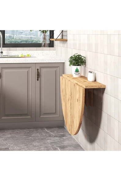 Ankara Orman Ürünleri 90x60 Cm Mdf Yuvarlak Açılır Kapanır Duvara Monte Raf Masa Mutfak Masası ürün görseli 1