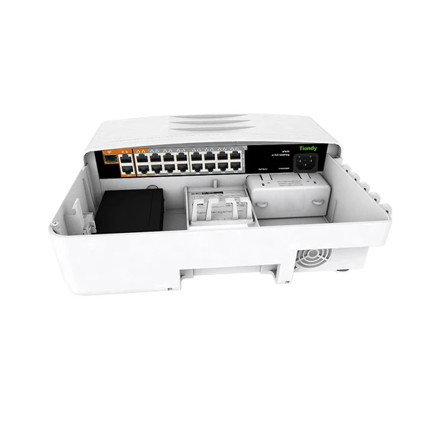 Tiandy HPS-3014E2G-2G1SFP 16 Port Yönetilmeyen Dış ortam Su geçirmez AI POE Switch ürün görseli 1