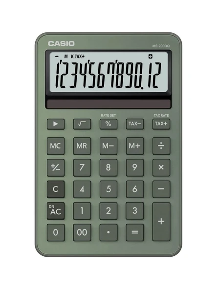 Casio Ms-200Dq-Gn 12 Hane Puslu Yeşil Üstü Hesap Makinesi ürün görseli 1