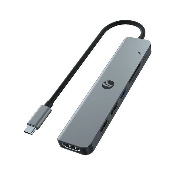 Vcom Cue18 Type-C To Hdmi (4K@30Hz)+Usb3.0+Usb-A2.0+Sd2.0+Tf2.0+Pd 3.0 100W Çoklayıcı ürün görseli 1