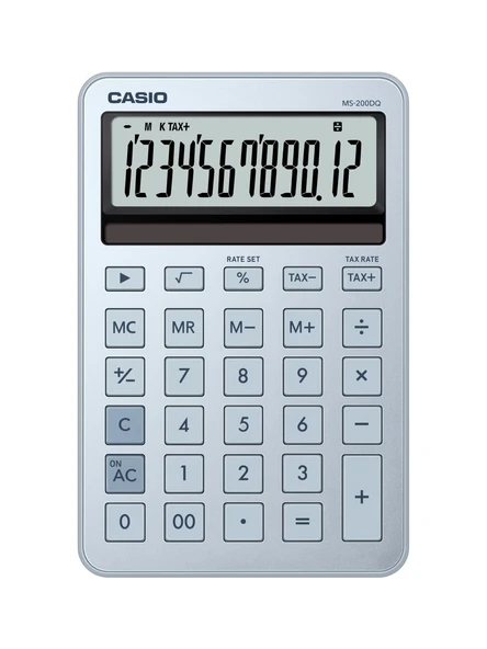 Casio Ms-200Dq-Bu 12 Hane Buz Mavisi Masa Üstü Hesap Makinesi ürün görseli 1