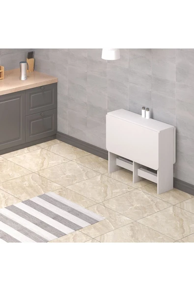 Ankara Orman Ürünleri Pratik Katlanır Oval Köşeli Mutfak Yemek Çalışma Masası - 6 Kişilik - %100 Mdf ürün görseli 1