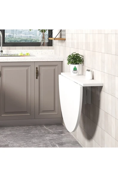 Ankara Orman Ürünleri 90x60 Cm Mdf Yuvarlak Açılır Kapanır Duvara Monte Raf Masa Mutfak Masası ürün görseli 1