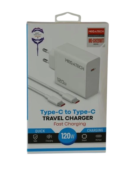 Megatech (Mg-Ch120Wtt) 120W Type-C To Type-C Şarj Aleti ürün görseli 1