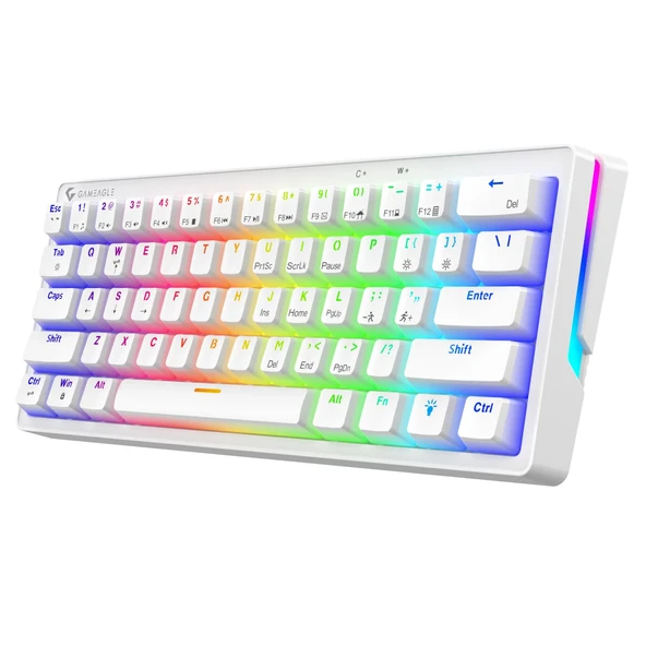 Gameagle Ge2015 Poseidon Rgb Kablolu Us Layout Mekanik Beyaz Oyuncu Klavyesi ürün görseli 1