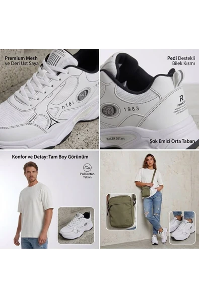 VOLNİX Erkek Günlük Ortopedik Sneaker Ayakkabı Beyaz 42 ürün görseli 1