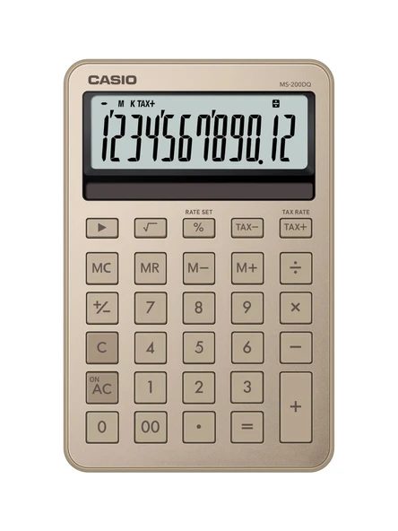 Casio Ms-200Dq-Gd 12 Hane Parlak Gold Masa Üstü Hesap Makinesi ürün görseli 1