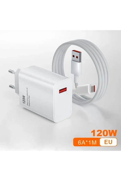QÜMÜŞ 120 Watt Turbo Hızlı Şarz Aleti Adaptör ve Kablo Seti Type-c Samsung Galaxy Note 8 Uyumlu Beyaz ürün görseli 1