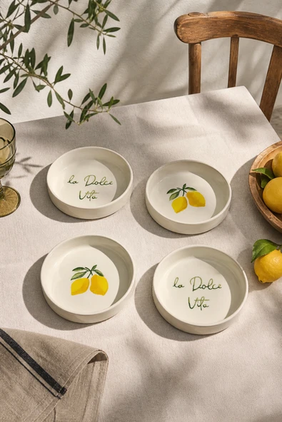 Vita Limon 4 Parça 13 Cm Handmade Seramik Çerezlik & Sosluk Kase Kahvaltılık Sunumluk ürün görseli 1