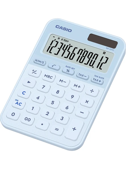 Casio Ms-20Yc-Lb 12 Hane Açık Mavi Masa Üstü Hesap Makinesi ürün görseli 1