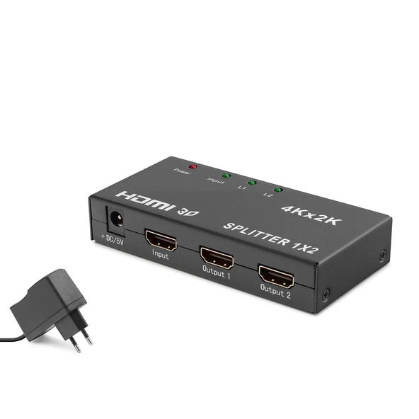 Hadron Hdx1295 Hdmi Splitter 4K 3D 1 In 2 Out - Siyah ürün görseli 1