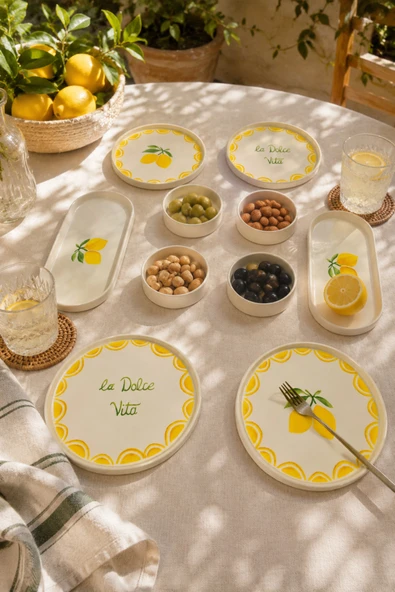 Vita Lemony 10 Parça 4 Kişilik Akdeniz Esintili Seramik Servis ve Kahvaltı Takımı ürün görseli 1