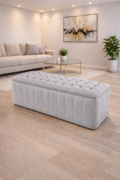 Tasarım Premium kapitone dilimli puf bench, göz alıcı lüks görünüm ve modern dekor için üst düzey şıklık!” ürün görseli 1
