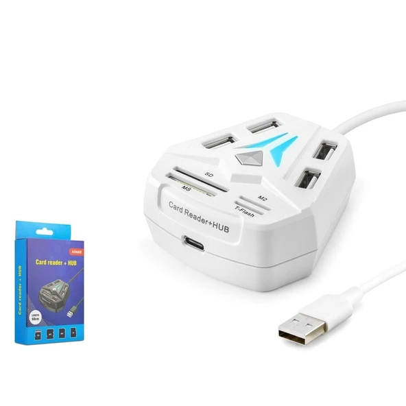 Hadron A068W Usb Combo Hub Kart Okuyucu 8 Port Beyaz ürün görseli 1