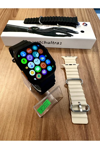 NİRVANA TEKNOLOJİ ELEKTRONİK WATCH800  ULTRA +  AKILLI SAAT TÜM CİHAZLARLA UYUMLU 2 KORDON BLUETOOT TÜRKÇE MENÜ 2025 SÜRÜM SİYAH Siyah ürün görseli 1