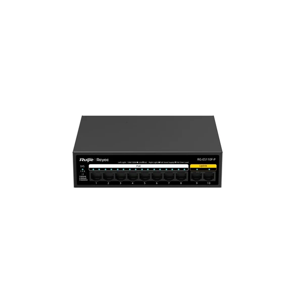 Ruijie Reyee Rg-Es110F-P 10 Port 10-100 Mbps 8 Port 10-100 Pe 110W Switch ürün görseli 1