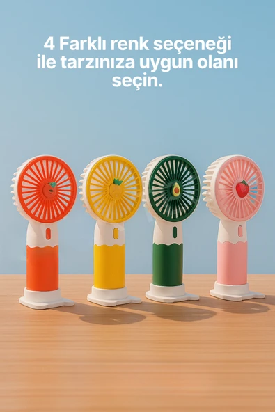 BEYZANA Mini Fan Vantilatör 2 Si 1 Arada Masaüstü El Fanı Turbo Üfleme Telefon Standlı Şarjlı Vantilatör Turuncu ürün görseli 1