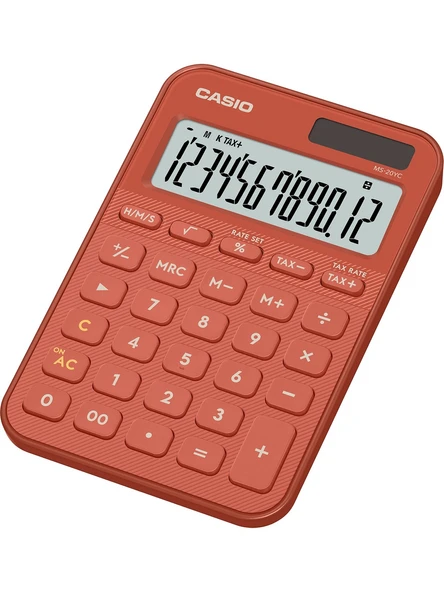 Casio Ms-20Yc-Rd 12 Hane Kırmızı Masa Üstü Hesap Makinesi ürün görseli 1