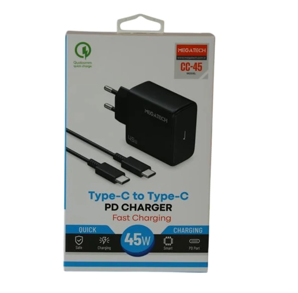 Megatech (Cc45) 45W Type-C To Type-C Şarj Aleti ürün görseli 1