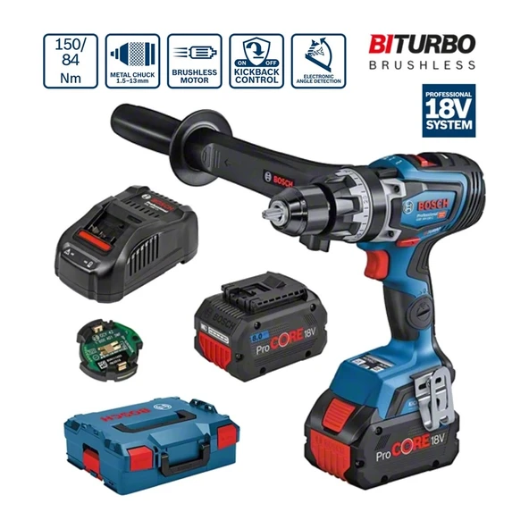 Professional GSB 18V-150 C Akülü Darbeli Delme Vidalama 2x8 AH 150 Nm Tork ile Güçlü Performans - 06019J5105 ürün görseli 1