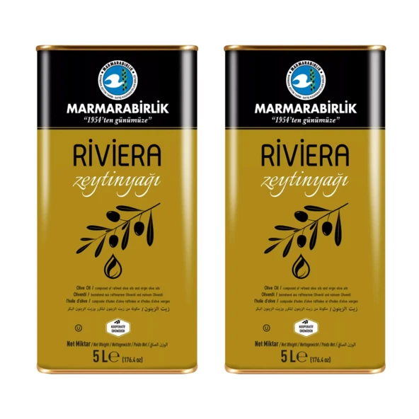 Marmarabirlik Riviera Zeytinyağı 5 lt Teneke 2 li (10 Litre) ürün görseli 1