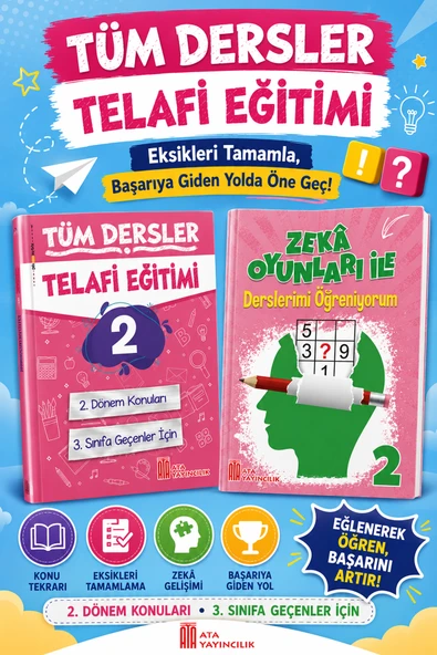 2. Sınıftan 3.Sınıfa Geçenler İçin Tüm Dersler Telafi Eğitimi + Zeka Oyunları ile Derslerimi Öğreniyorum ürün görseli 1