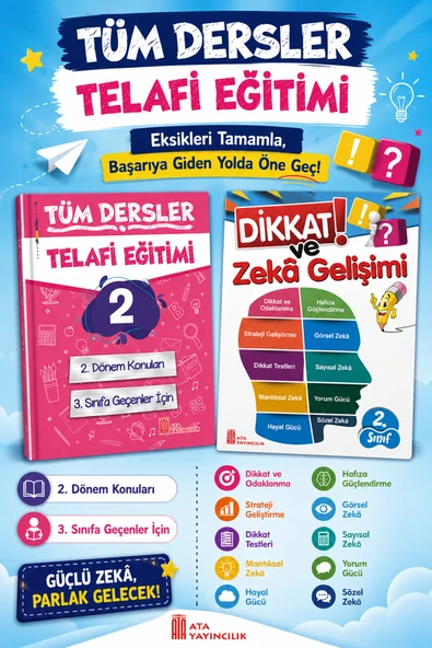 2. Sınıftan 3.Sınıfa Geçenler İçin Tüm Dersler Telafi Eğitimi + Dikkat ve Zeka Gelişimi ürün görseli 1