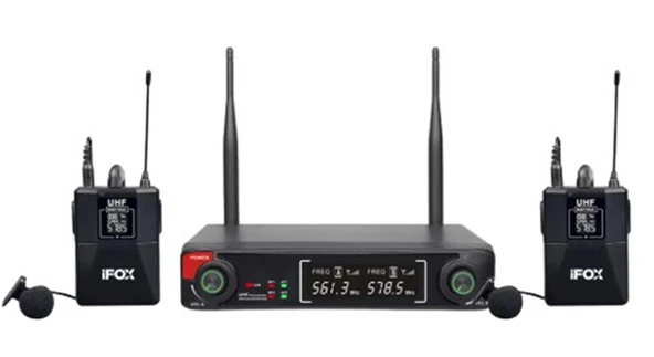 Wöller Fx-700Yy Uhf Çift Kanallı Led Ekran 2Li Kablosuz Yaka Mikrofonu ürün görseli 1