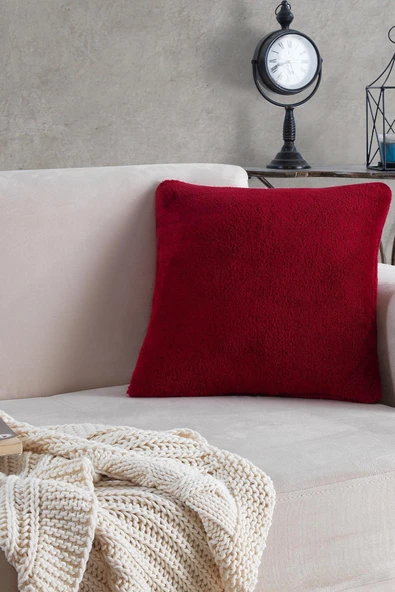 Sofa | 1 Adet Kırmızı Renk Welsoft Kırlent Kılıfı Yastık Kılıfı 44x44 Cm ürün görseli 1