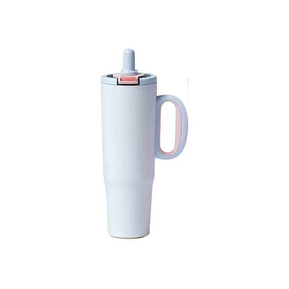 Vagonlife Tumbler 1200 ml Tek Kapak Çift Kullanım Pipetli Rahat Içim Kulplu Paslanmaz Çelik ürün görseli 1