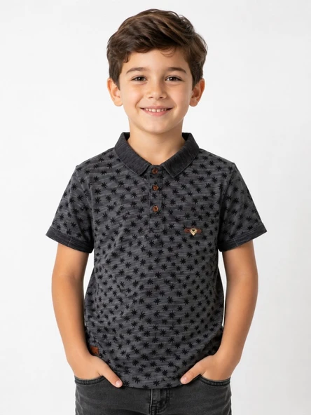 Erkek Çocuk Gri Polo Yaka T-Shirt 00705GR ürün görseli 1